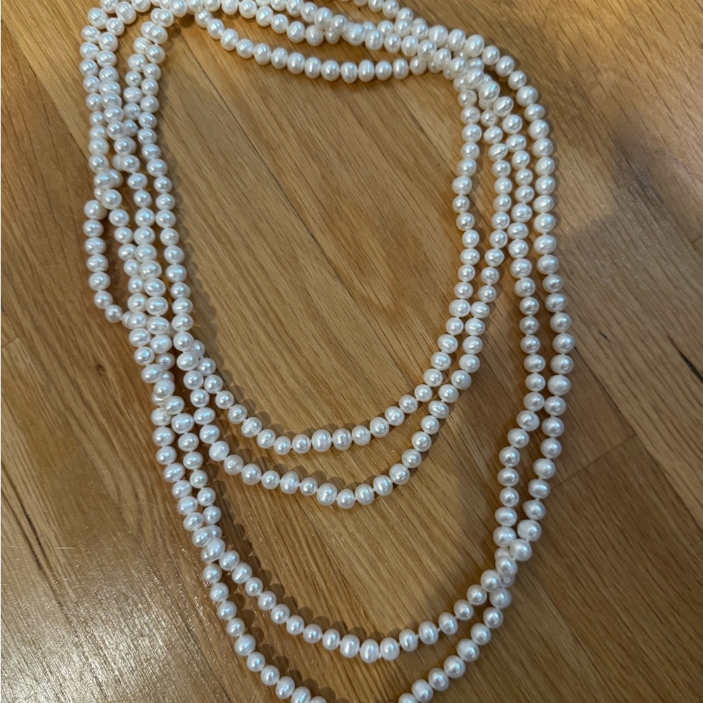 White Freshwater Pearl Necklace 100 inches.